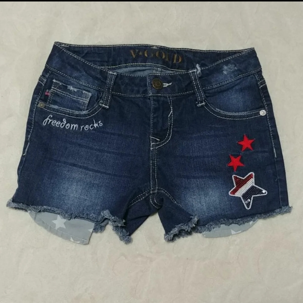 Patriotic stars freedom Jean Shorts girls 8 adjust